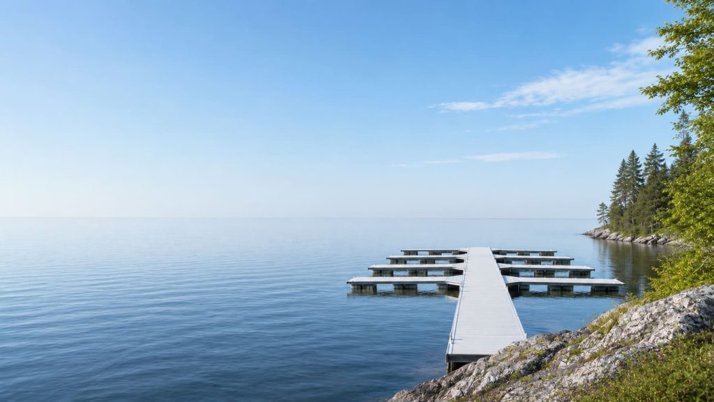Floating aluminium pontoons at a marina