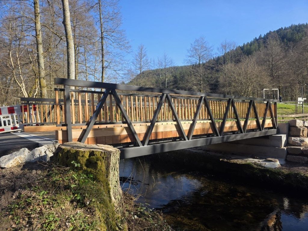 Aluminium Walke bridge over the Forbach in Baiersbronn, Baden-Württemberg