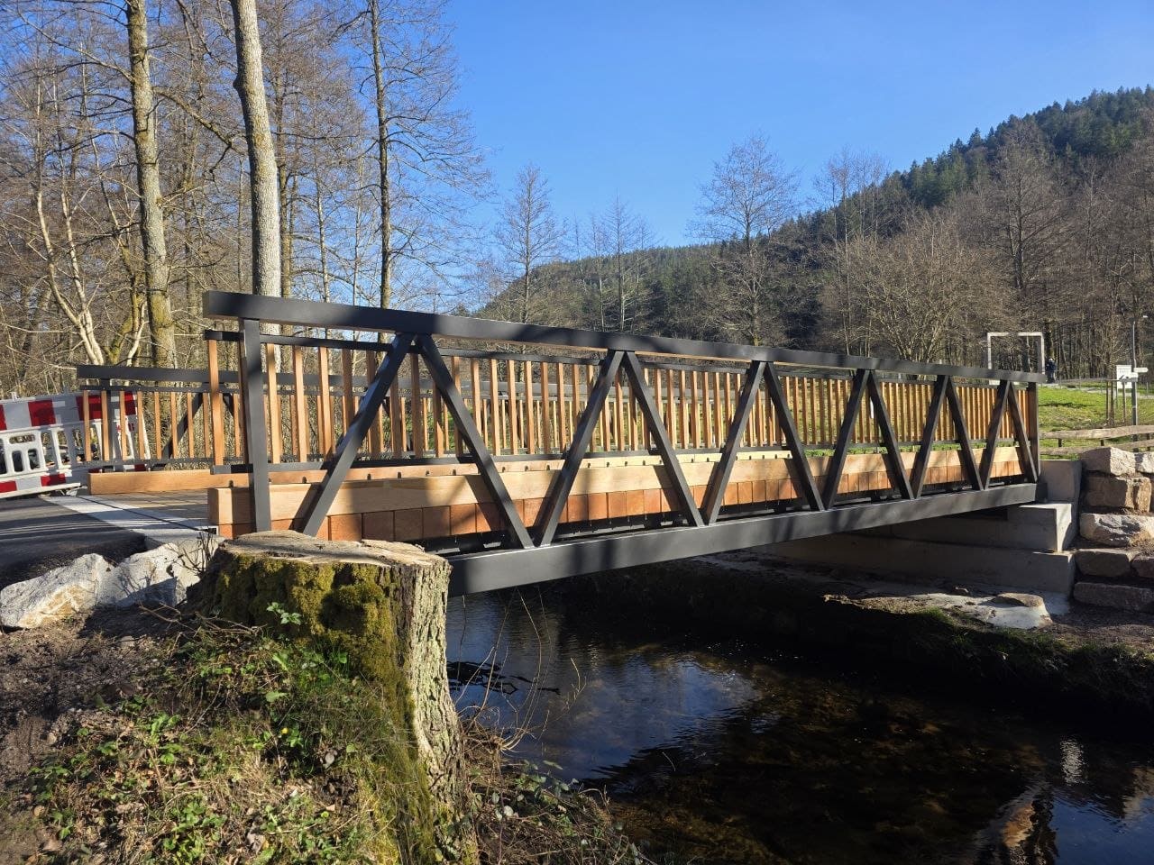 Aluminium Walke bridge over the Forbach in Baiersbronn, Baden-Württemberg